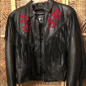 Barney’s 2 piece Blk/Rose Leather Riding Suit